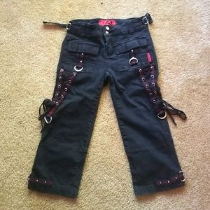 Tripp black red punk goth hot topic y2k capris pants 0 XS